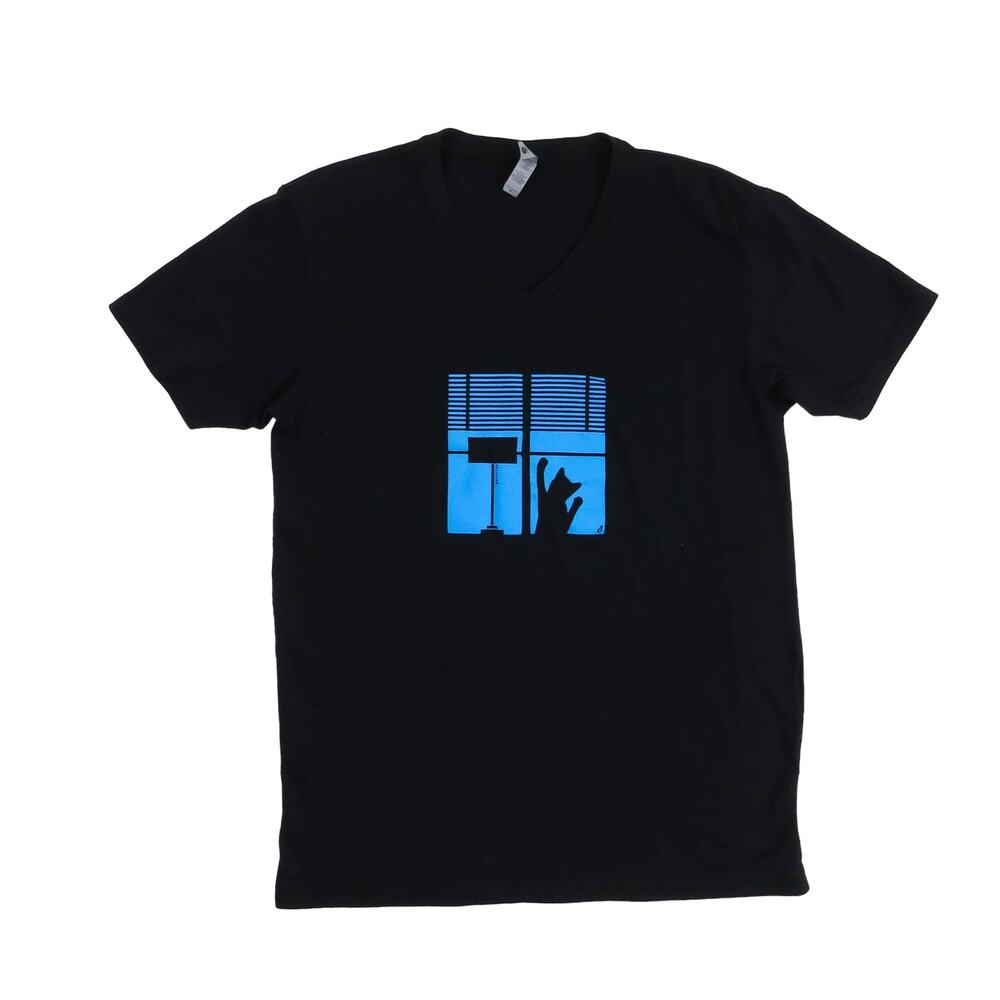 CatLadyBox Cat Lover Cat In Window Black Unisex Crewneck Graphic Tee Medium